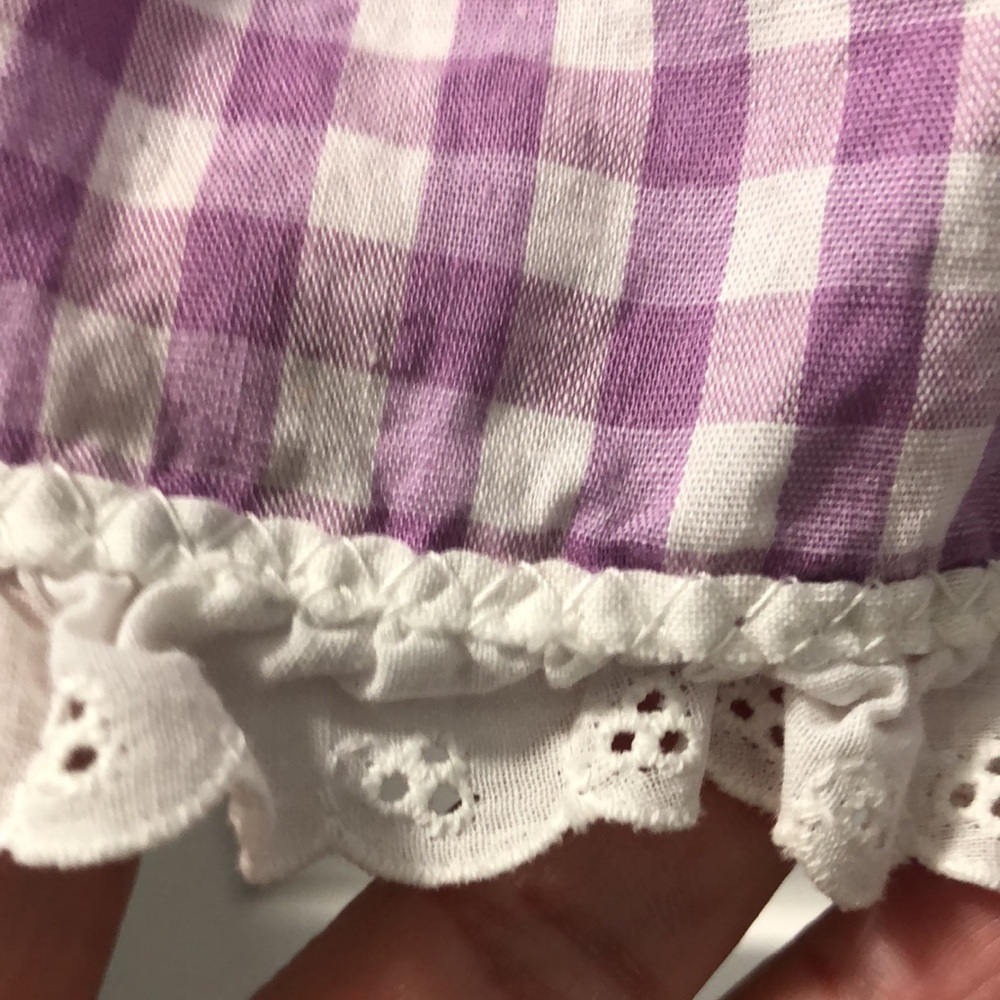 Handmade Gingham square dance Skirt Women's XS Vintage Lace Trim purple twirling - Picture 8 of 9